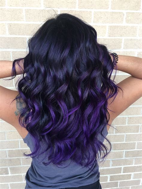 dark to purple ombre hair|black hair with ombre highlights.